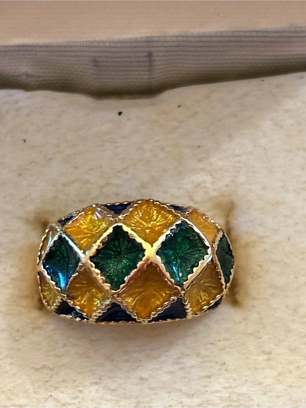 Mauboussin Paris Enamel 18K Yellow Gold Harlequin Ring